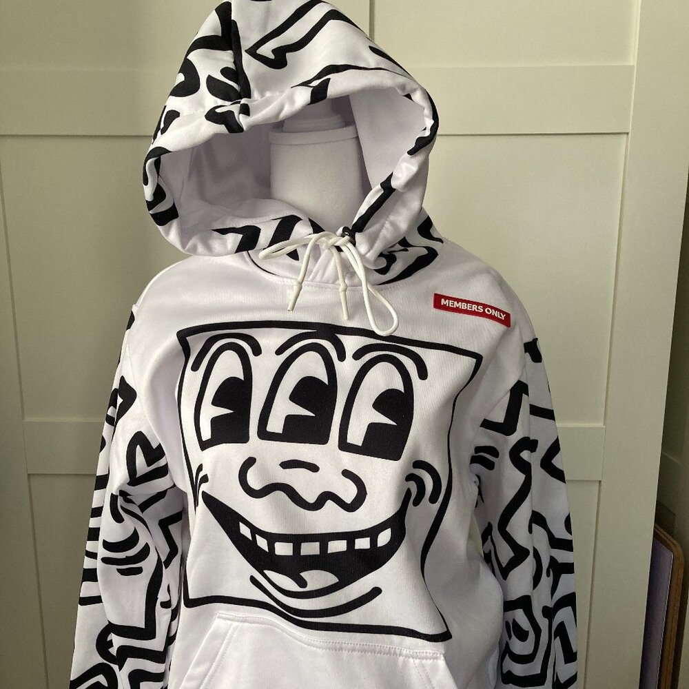 Keith Haring Members Only Black & White Hoodie, NEW no tags
